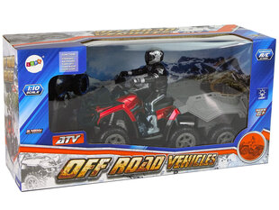 Lean toys Keturratis su priekaba 1:10 Off-Road Red 2.4G kaina ir informacija | Žaislai berniukams | pigu.lt