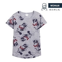 Футболка с коротким рукавом женская Minnie Mouse, серая цена и информация | Женские футболки | pigu.lt