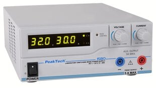 Laboratorinis maitinimo šaltinis PeakTech® P 1580, DC 1 - 32V / 0 - 30A & USB kaina ir informacija | Maitinimo šaltiniai | pigu.lt