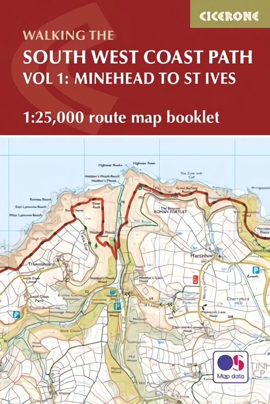 South West Coast Path Map Booklet - Vol 1: Minehead to St Ives: 1:25,000 OS Route Mapping цена и информация | Kelionių vadovai, aprašymai | pigu.lt