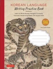 Korean Language Writing Practice Book: Learn to Write Korean Hangul Correctly (Character Handwriting Notebook Sheets with Square Grids) kaina ir informacija | Užsienio kalbos mokomoji medžiaga | pigu.lt