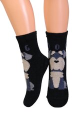 Детские тёплые пушистые носки чёрного цвета с изображением милой собачки FURBI цена и информация | Носки, колготки для девочек | pigu.lt