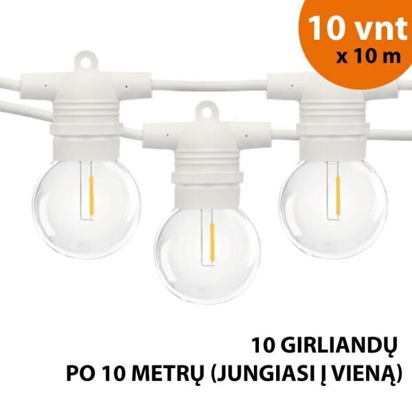 Lauko lempučių girlianda Tonro Glow balta, 100 m kaina ir informacija | Girliandos | pigu.lt