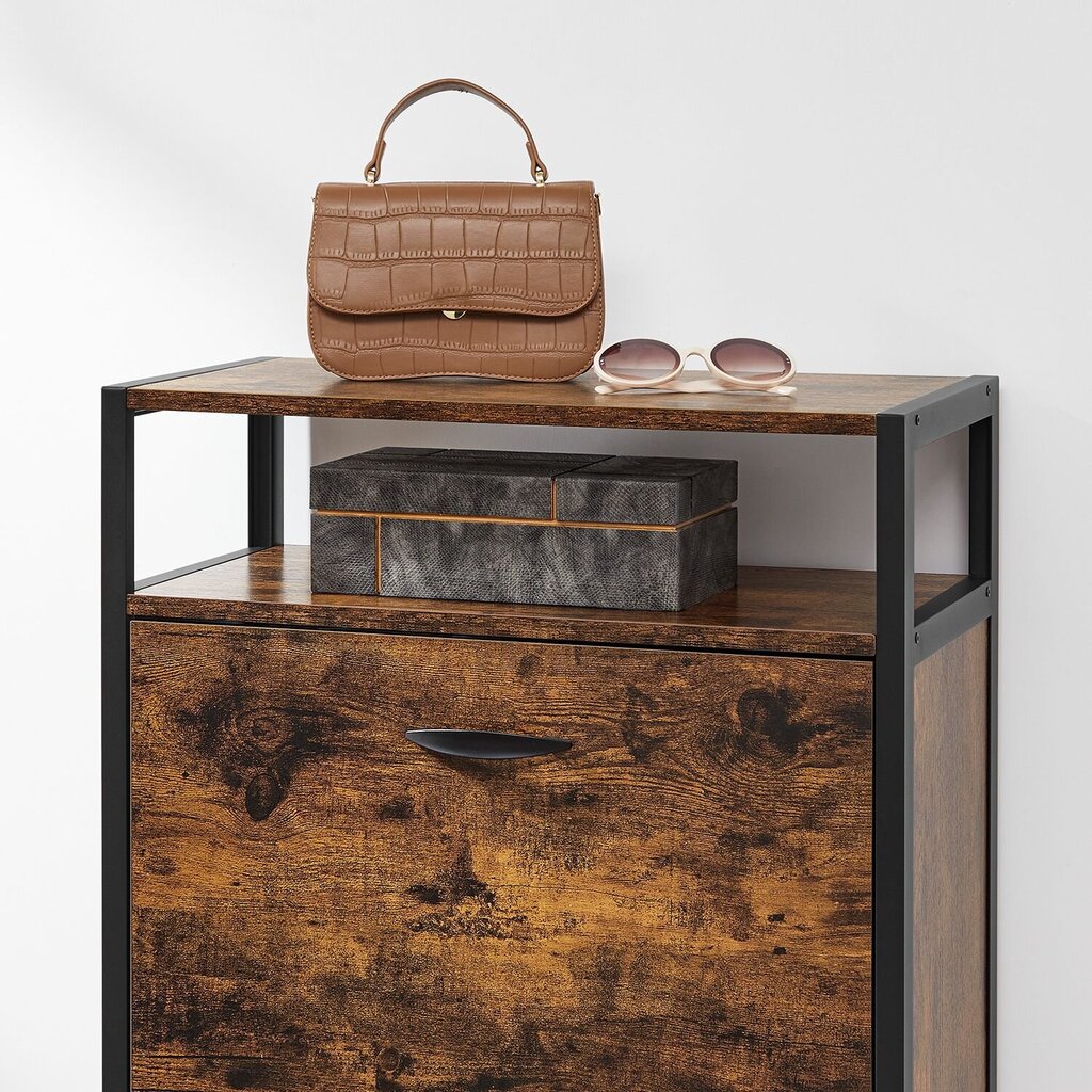 Batų lentyna su 2 stalčiais ruda vintage kaina ir informacija | Batų spintelės, lentynos ir suolai | pigu.lt