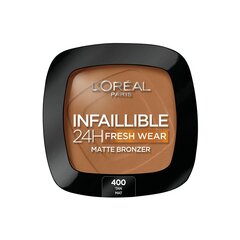 Kompaktiniai bronziniai milteliai L'Oreal Make Up Infaillible 400-tan doré 24 valandos (9 g) kaina ir informacija | Makiažo pagrindai, pudros | pigu.lt