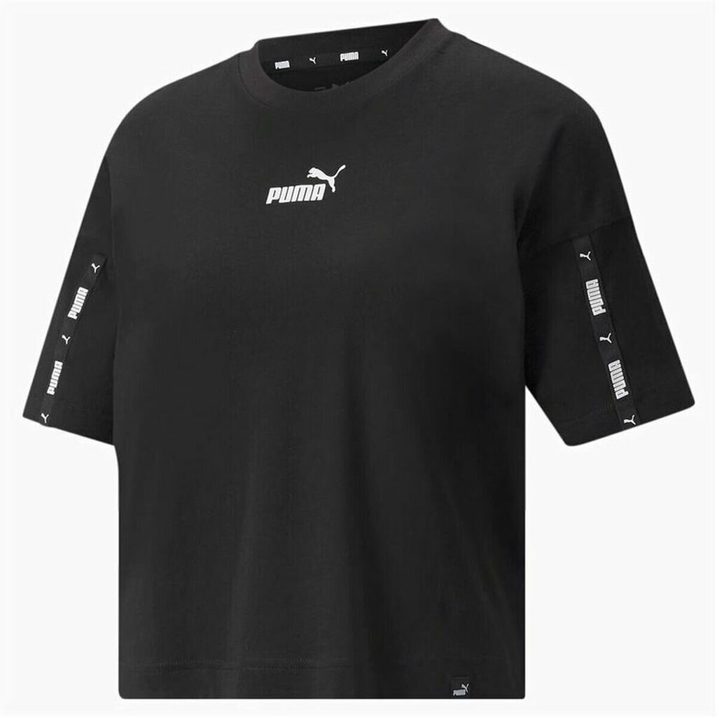 Marškinėliai moterims su trumpomis rankovėmis Puma Tape Crop, juodi kaina ir informacija | Sportinė apranga moterims | pigu.lt