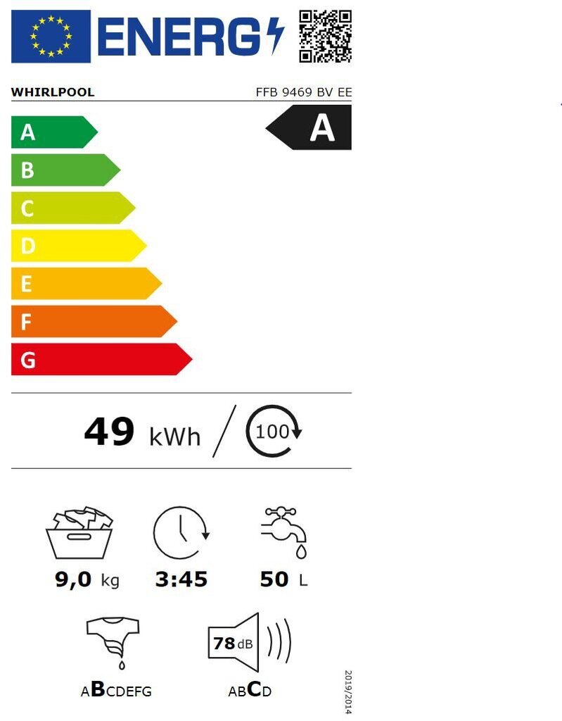Whirlpool FFB 9469 BV EE kaina ir informacija | Skalbimo mašinos | pigu.lt