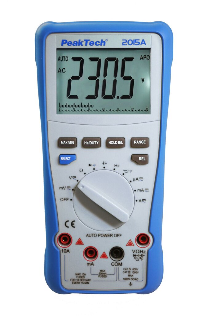 PeakTech® P 2015 A tikrasis RMS skaitmeninis multimetras ~ 4000 skaičiai ~ 1000V AC/DC ~ 10A AC/DC ~ automatinis diapazonas kaina ir informacija | Mechaniniai įrankiai | pigu.lt