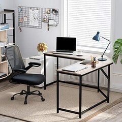 Угловой компьютерный стол Vasagle черный, серый цена и информация | Компьютерные, письменные столы | pigu.lt