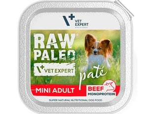 Паштет для взрослых собак мелких пород с говядиной Raw Paleo, без зерновой, 150 г цена и информация | Консервы для собак | pigu.lt