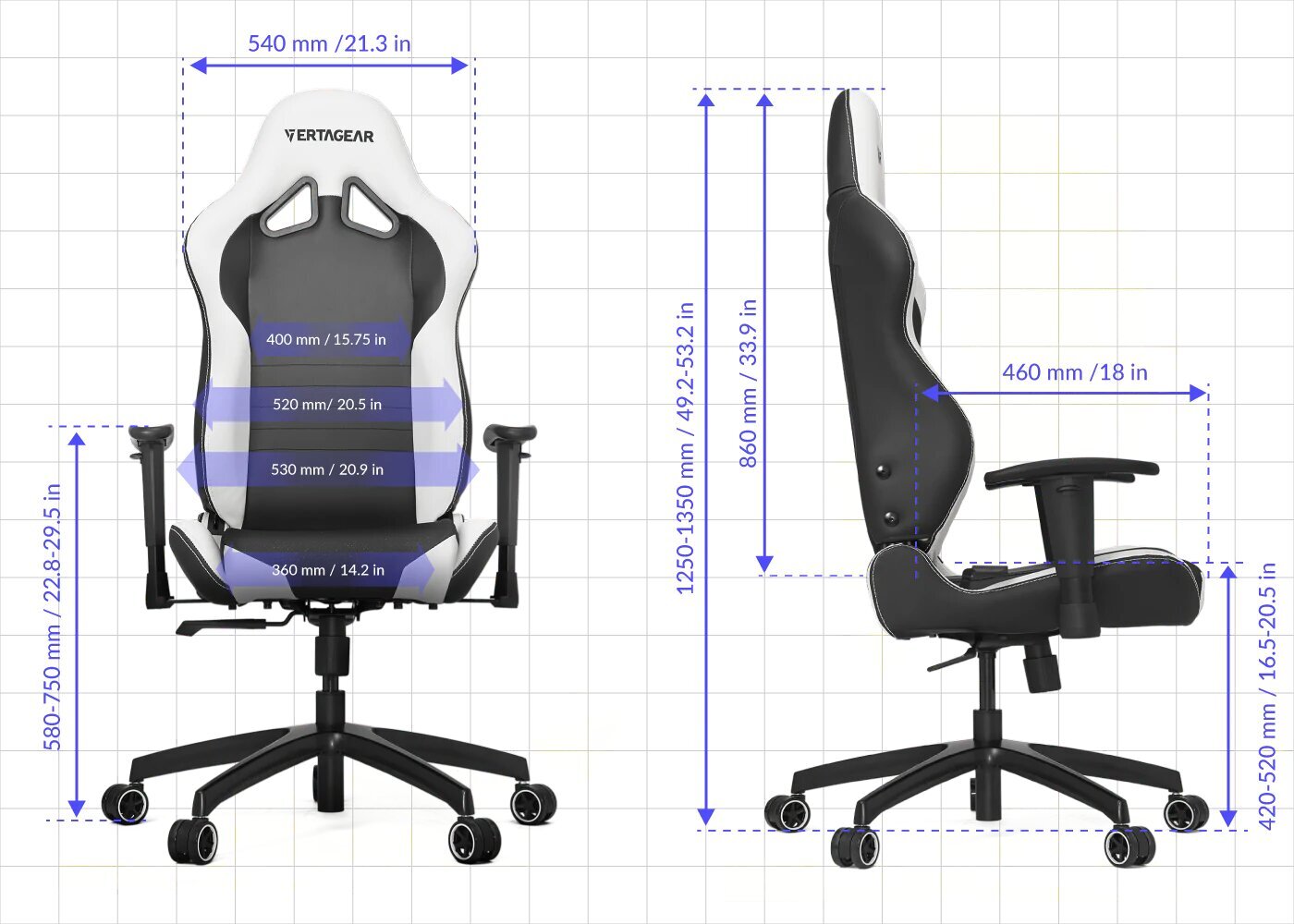 Žaidimų kėdė Vertagear VG-SL2000, balta цена и информация | Biuro kėdės | pigu.lt