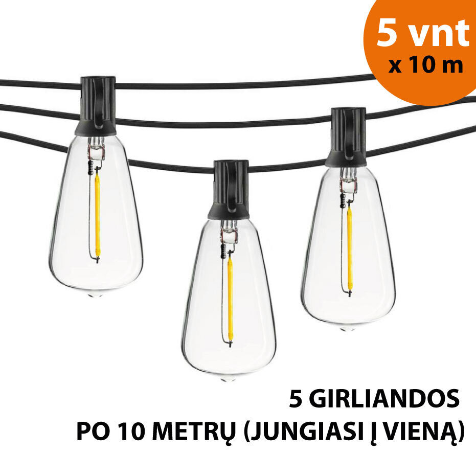 Lauko lempučių girlianda Tonro Retro, 50 m kaina ir informacija | Girliandos | pigu.lt