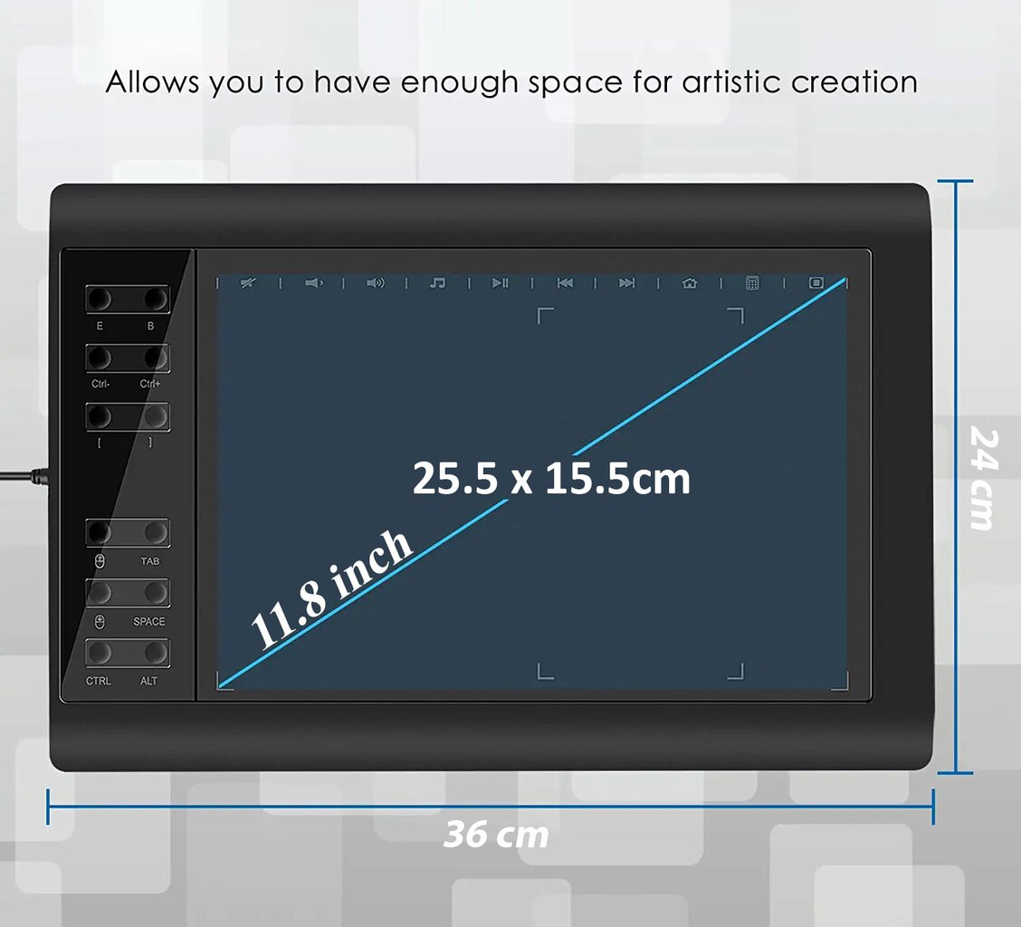 Grafinė planšetė piešimui, didelė, 25.5 x 15.5cm, FantasyHome kaina ir informacija | Išmanioji technika ir priedai | pigu.lt