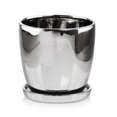 Керамический горшок Moon 20 x 18(В) см, с тарелкой, круглый, серебряный цена и информация | Вазоны | pigu.lt