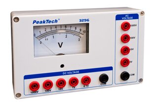 Analoginis voltmetras PeakTech® P 3296, 0 ... 0.1/1/10/100 / 1000V kintamoji / nuolatinė srovė kaina ir informacija | Mechaniniai įrankiai | pigu.lt