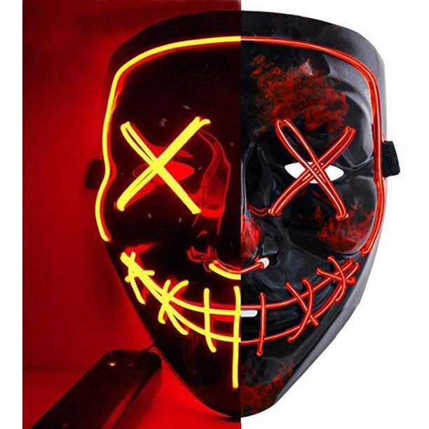Helovynui Purge kaukė LED su 4 šviesos režimai, raudonos spalvos juostos  kaina | pigu.lt