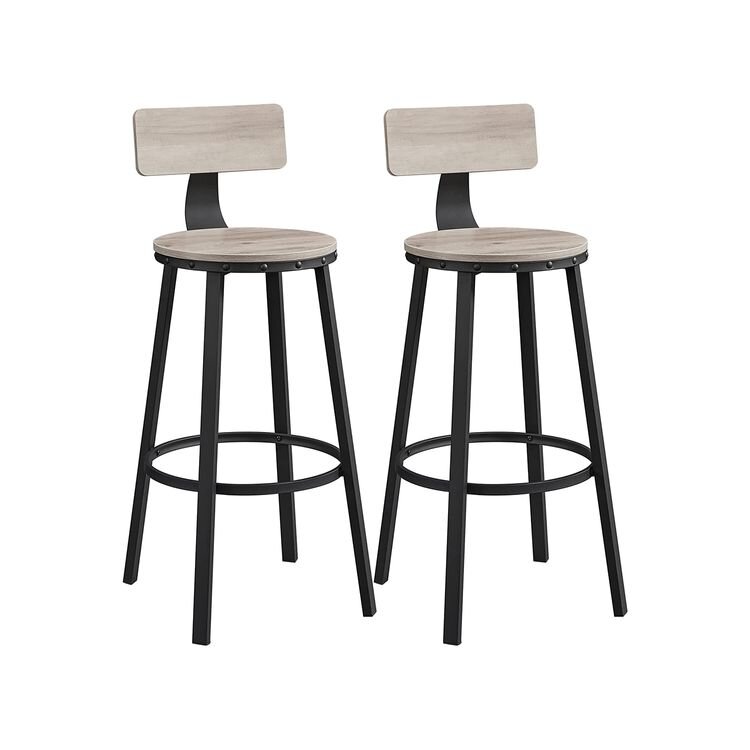 2 baro kėdžių su atlošais komplektas VASAGLE LBC026B02 цена и информация | Virtuvės ir valgomojo kėdės | pigu.lt