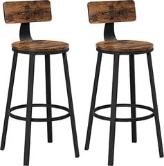 Набор из 2 барных стульев со спинками Vasagle LBC026B01V1, коричневый цена и информация | Стулья для кухни и столовой | pigu.lt