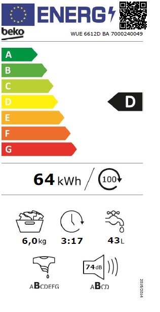 Beko WUE 6612D BA kaina ir informacija | Skalbimo mašinos | pigu.lt