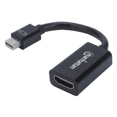 Adapteris Manhattan Mini DisplayPort į HDMI M/F 15 cm, 1080p, pasyvus, juodas цена и информация | Адаптеры, USB-разветвители | pigu.lt