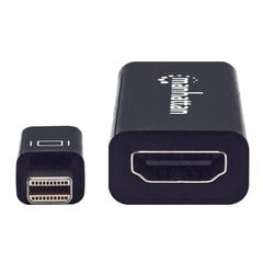 Adapteris Manhattan Mini DisplayPort į HDMI M/F 15 cm, 1080p, pasyvus, juodas цена и информация | Адаптеры, USB-разветвители | pigu.lt