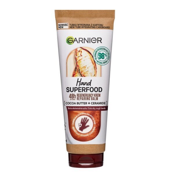 Atgaivinantis rankų kremas su kakavos sviestu ir keramidais Garnier Hand Superfood Cocoa, 75ml kaina ir informacija | Kūno kremai, losjonai | pigu.lt