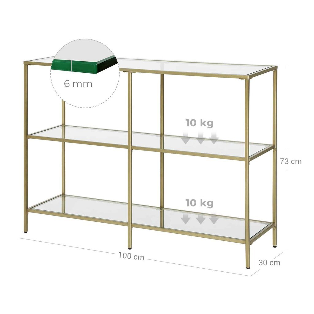 Konsolinis staliukas iš auksinio grūdinto stiklo цена и информация | Stalai-konsolės | pigu.lt