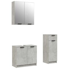 Vonios spintelių komplektas, 3 dalių, betono pilkas, mediena цена и информация | Комплекты в ванную | pigu.lt