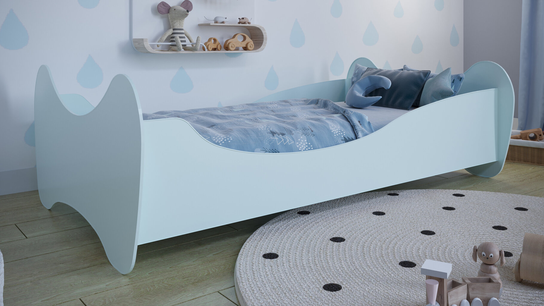 Lova Lilly, 160x80 cm, mėlyna kaina ir informacija | Vaikiškos lovos | pigu.lt
