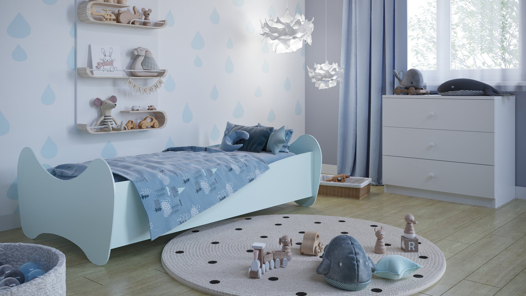 Lova Lilly, 140x70 cm, mėlyna kaina ir informacija | Vaikiškos lovos | pigu.lt