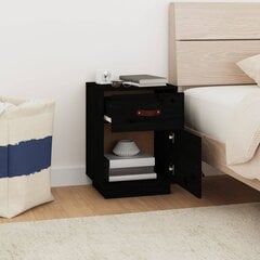Naktinės spintelės, 2vnt., Pušies medienos masyvas, 40x34x55cm, juoda kaina ir informacija | Spintelės prie lovos | pigu.lt