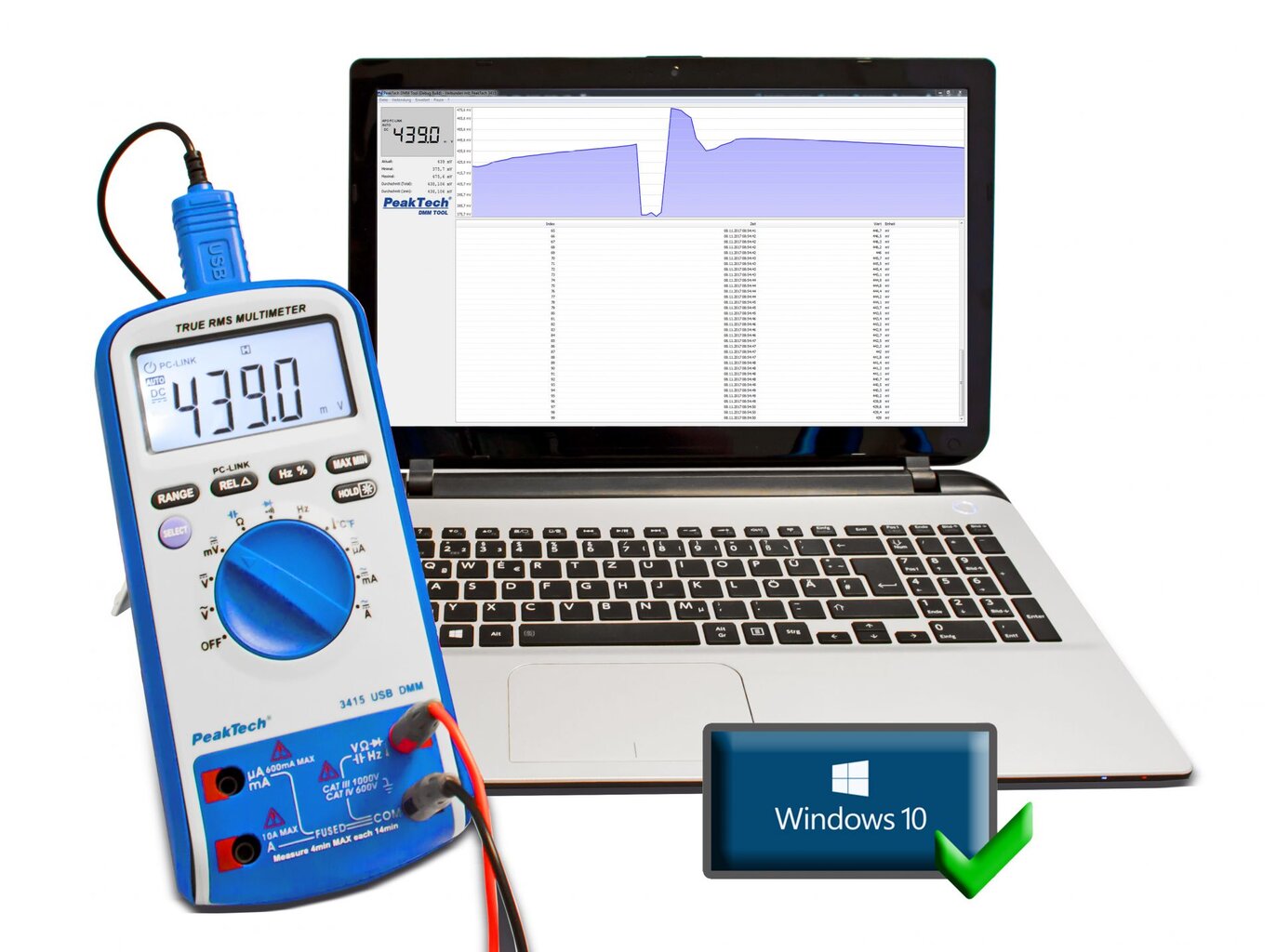 Skaitmeninis multimetras PeakTech® P 3415, 6,000 skaičius, TrueRMS & USB цена и информация | Mechaniniai įrankiai | pigu.lt