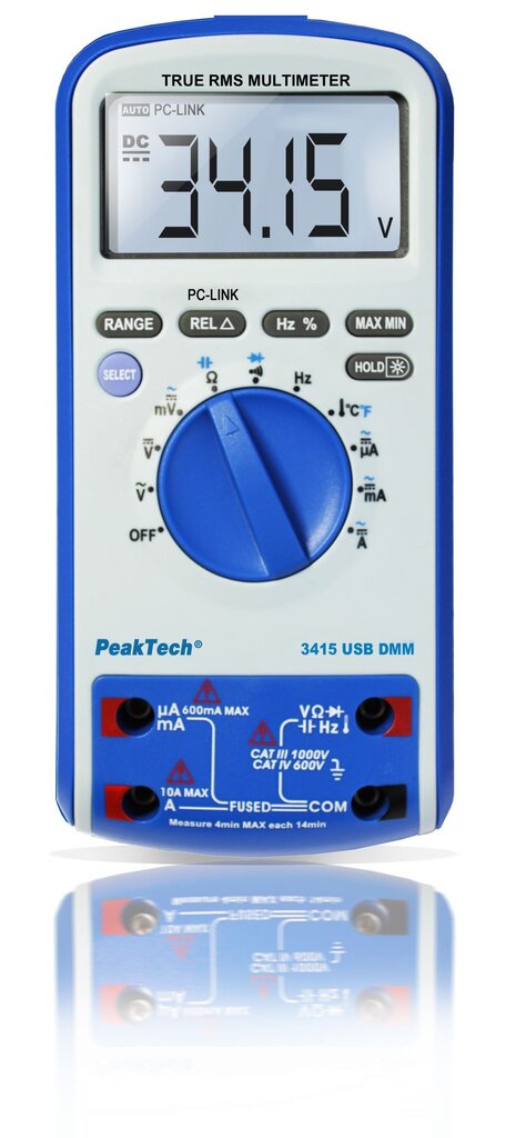 Skaitmeninis multimetras PeakTech® P 3415, 6,000 skaičius, TrueRMS & USB цена и информация | Mechaniniai įrankiai | pigu.lt