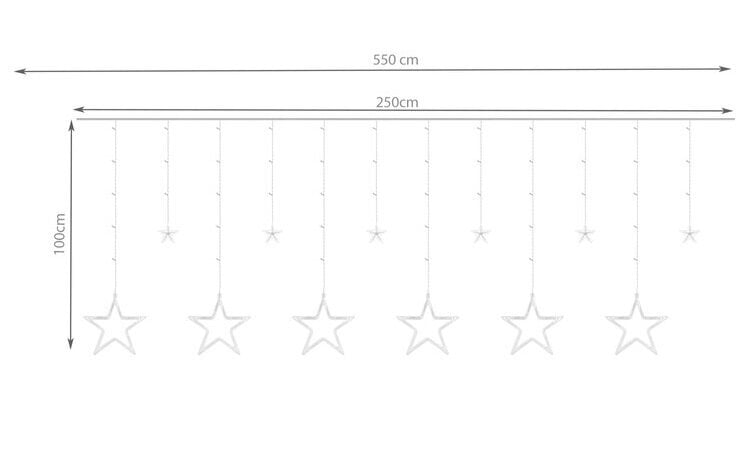 Užuolaida Žvaigždės 138 LED, spalvota, 2.5 m цена и информация | Girliandos | pigu.lt