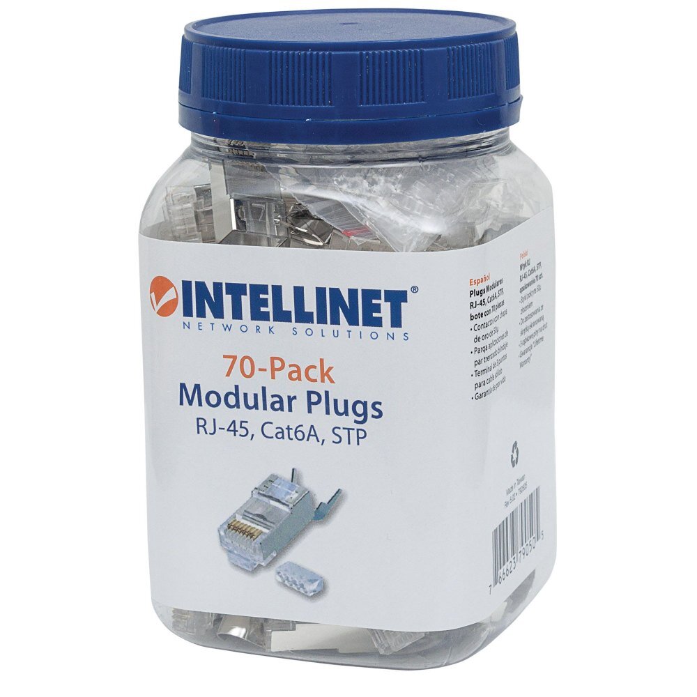 Kištukai Intellinet RJ45 Cat6A 8P/8C STP, 70 vnt kaina ir informacija | Komponentų priedai | pigu.lt