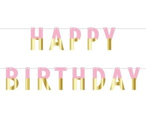 Гирлянда «Happy Birthday», 160 x 11 см, розово-золотой цвет, PF-GURZ цена и информация | Праздничные декорации | pigu.lt