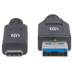 Manhattan USB 3.2 Gen1 Type-C / A 3m 5Gbps 60W 3A M/M juodas kaina ir informacija | Laidai telefonams | pigu.lt