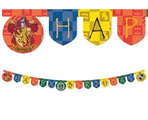 Popierinė girlianda Harry Potter Hogwarts Houses "Happy Birthday", 200 x 16 cm 93371 kaina ir informacija | Dekoracijos šventėms | pigu.lt