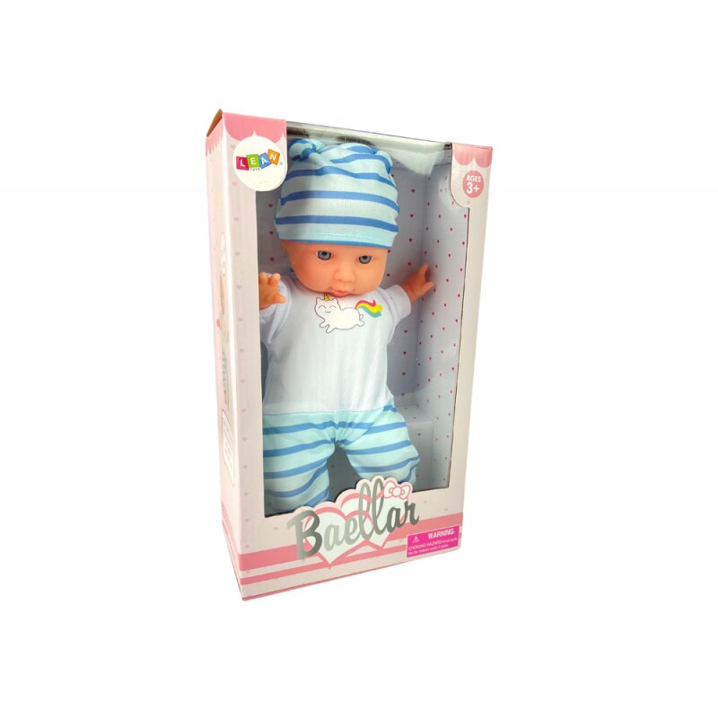 Lėlė kūdikis dryžuota pižama LeanToys, 30 cm kaina ir informacija | Žaislai mergaitėms | pigu.lt