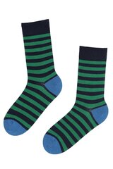Хлопковые носки тёмно-синего цвета в зелёную полоску JOEL цена и информация | Женские носки | pigu.lt