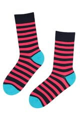 Хлопковые носки тёмно-синего цвета в розовую полоску JOEL цена и информация | Женские носки | pigu.lt