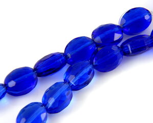 Stiklinis karoliukas facetuotas ovalas skaidrus mėlynas 12x10x7mm 4vnt kaina ir informacija | Papuošalų gamybai, vėrimui | pigu.lt