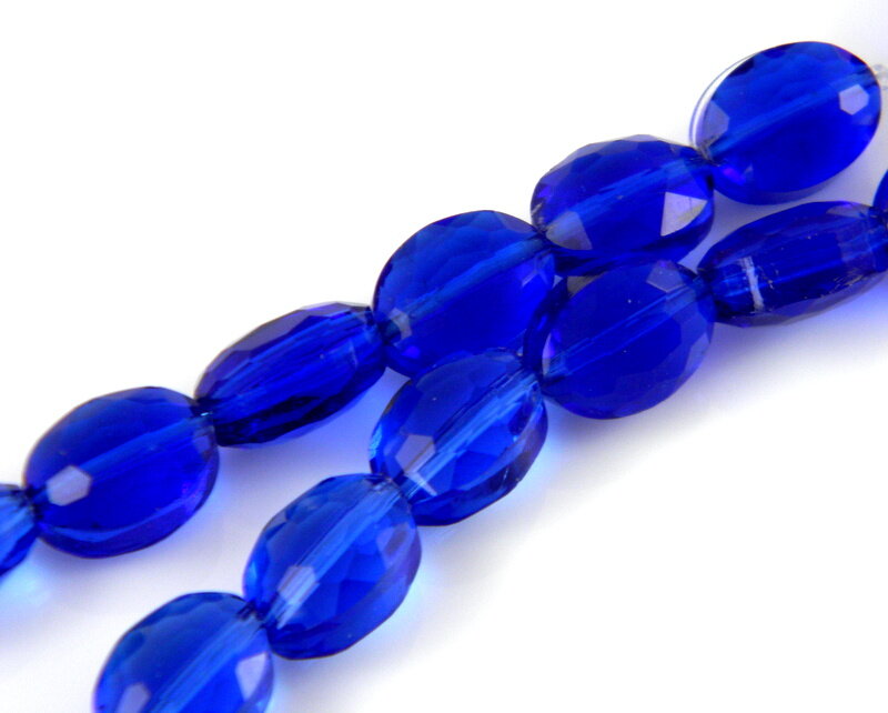 Stiklinis karoliukas facetuotas ovalas skaidrus mėlynas 12x10x7mm 4vnt цена и информация | Papuošalų gamybai, vėrimui | pigu.lt