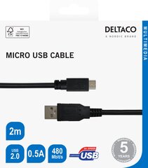 Deltaco USB-302S-K kaina ir informacija | Laidai telefonams | pigu.lt