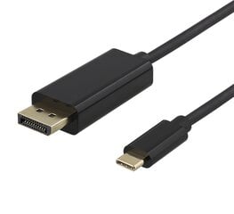USB-C - DisplayPort cable Deltaco 4K UHD, gold plated, 0.5m, black / USBC-DP050-K / 00140011 kaina ir informacija | Kabeliai ir laidai | pigu.lt