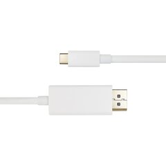 USB-C - DisplayPort kabelis Deltaco 4K UHD, paauksuotos jungtys, 2m, baltas / USBC-DP201-K / 00140016 цена и информация | Кабели и провода | pigu.lt