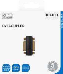 Deltaco DVI-I Dual Link adapteris, female - female, 1080p 60Hz, juodas цена и информация | Кабели и провода | pigu.lt