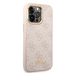 Guess PC/TPU 4G Metal Camera Outline Case skirtas iPhone 14 Pro, rožinis kaina ir informacija | Telefono dėklai | pigu.lt