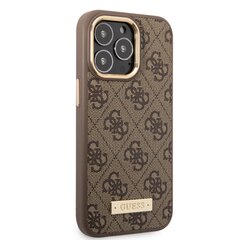Guess PU 4G MagSafe Compatible Case skirtas iPhone 14 Pro, rudas kaina ir informacija | Telefono dėklai | pigu.lt