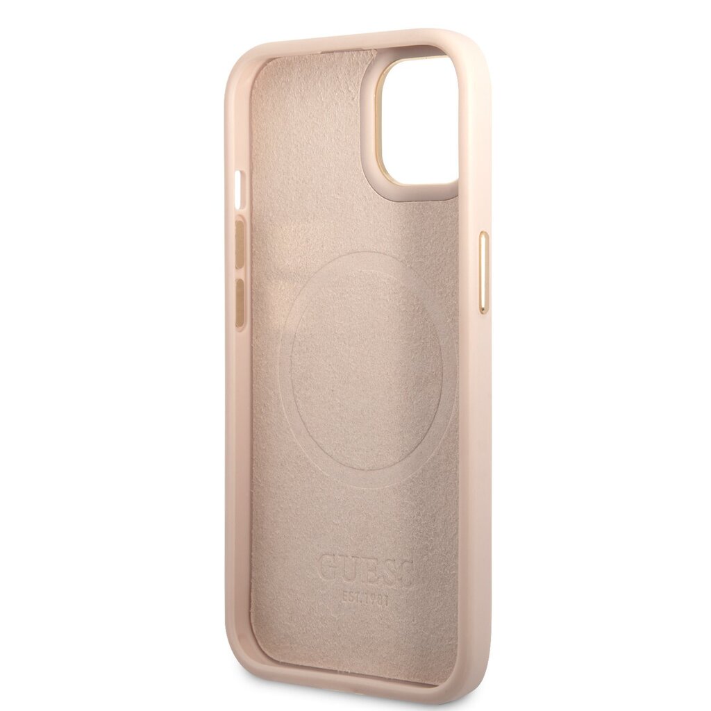 Guess PU 4G MagSafe Compatible Case skirtas iPhone 14 Plus, rožinis kaina ir informacija | Telefono dėklai | pigu.lt